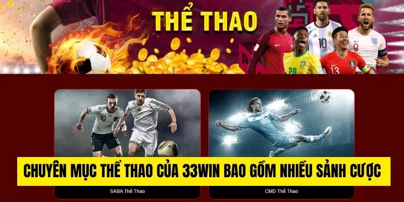 Chuyên mục thể thao của 33win bao gồm nhiều sảnh cược