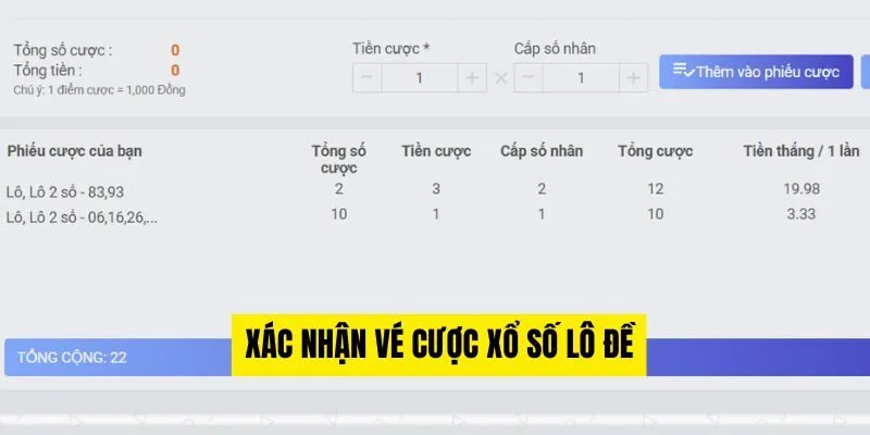 Xác nhận vé cược xổ số lô đề