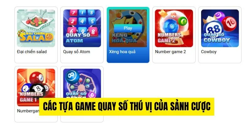 Các tựa game quay số thú vị của sảnh cược